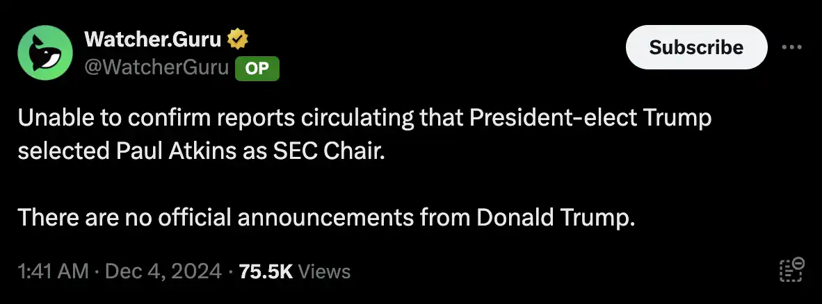 Paul Atkins may become the chairman of the SEC. What are the related hype targets?