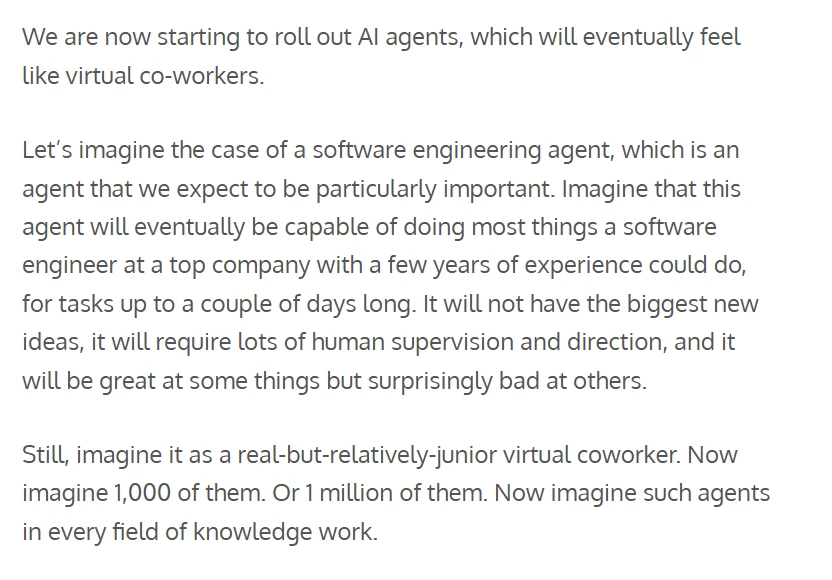 Sam Altmans latest article: AI Agents will reshape the world economy