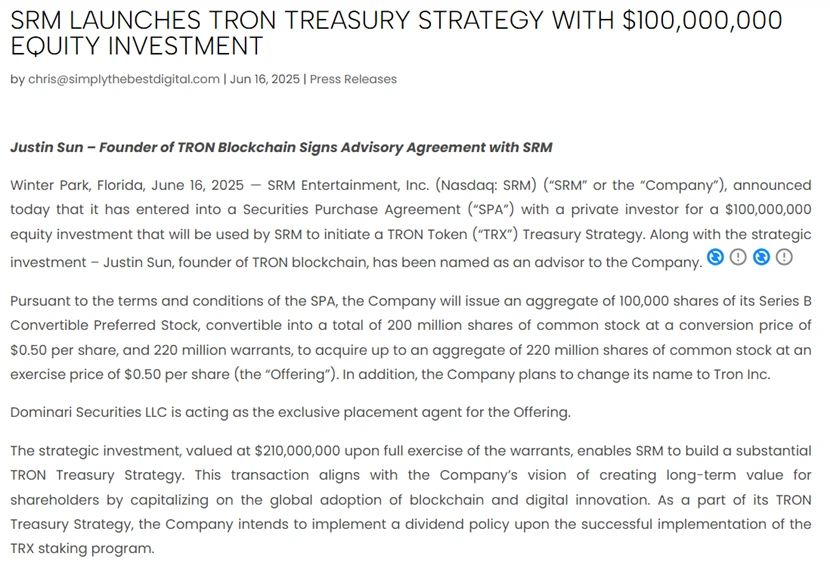 TRON is listed on the US stock market to create TRX Micro Strategy, and the DeFi ecosystem will usher in a 10 billion yu