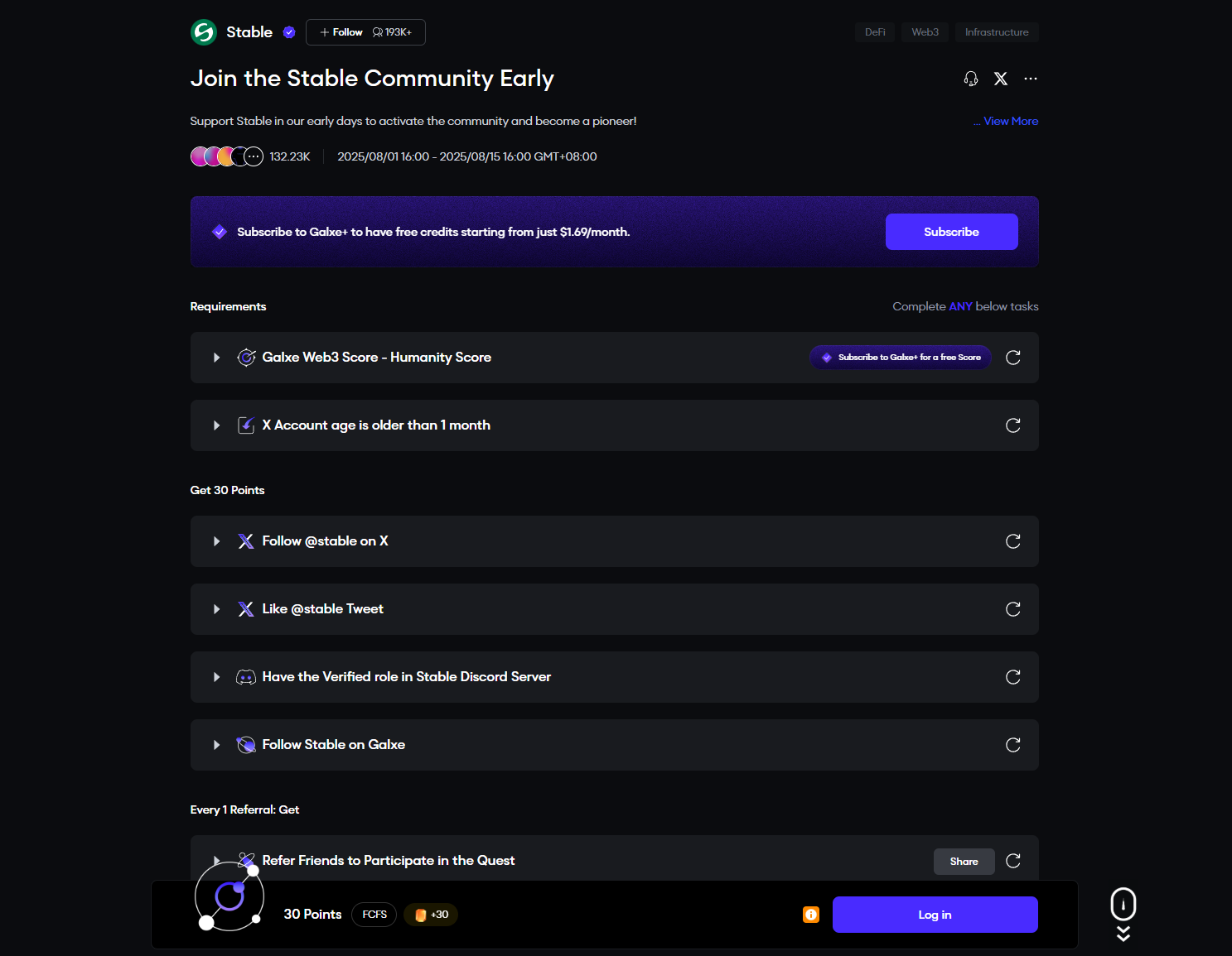 This week's featured interactive projects: Stable launches Galxe missions; Warden Season 2 missions; and Cookie DAO's LA