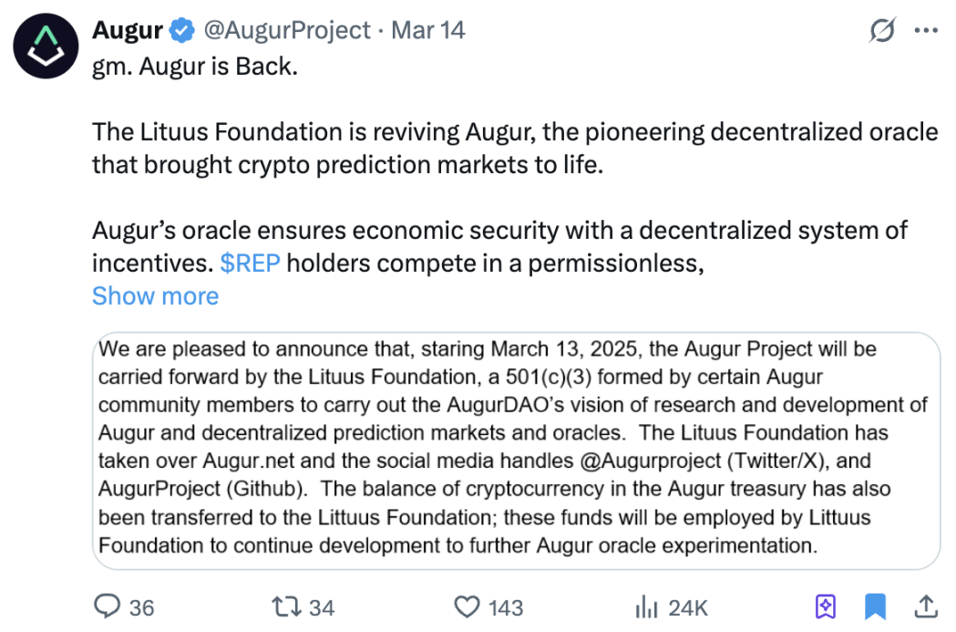 Trivia: The first DApp on Ethereum was a prediction market