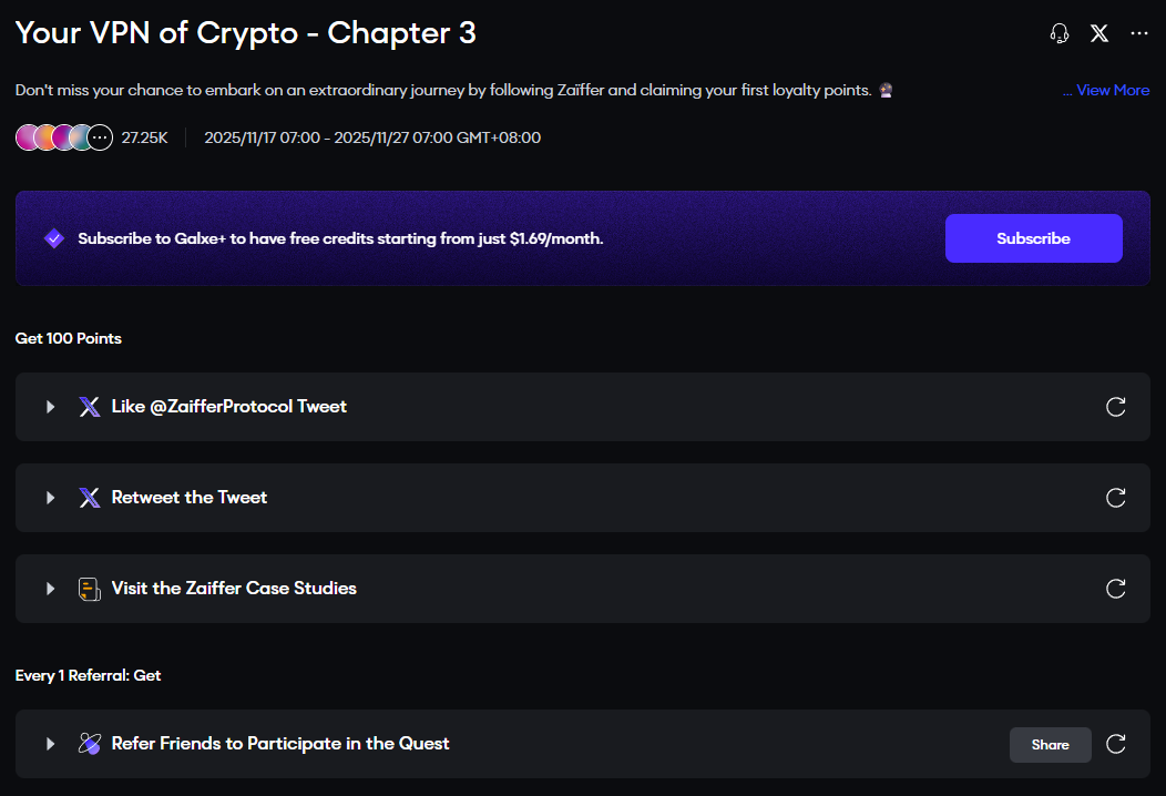 Popular Interactions Compilation | Moonbirds Badge Collection; Zaifer Adds Galxe Mission (November 19th)