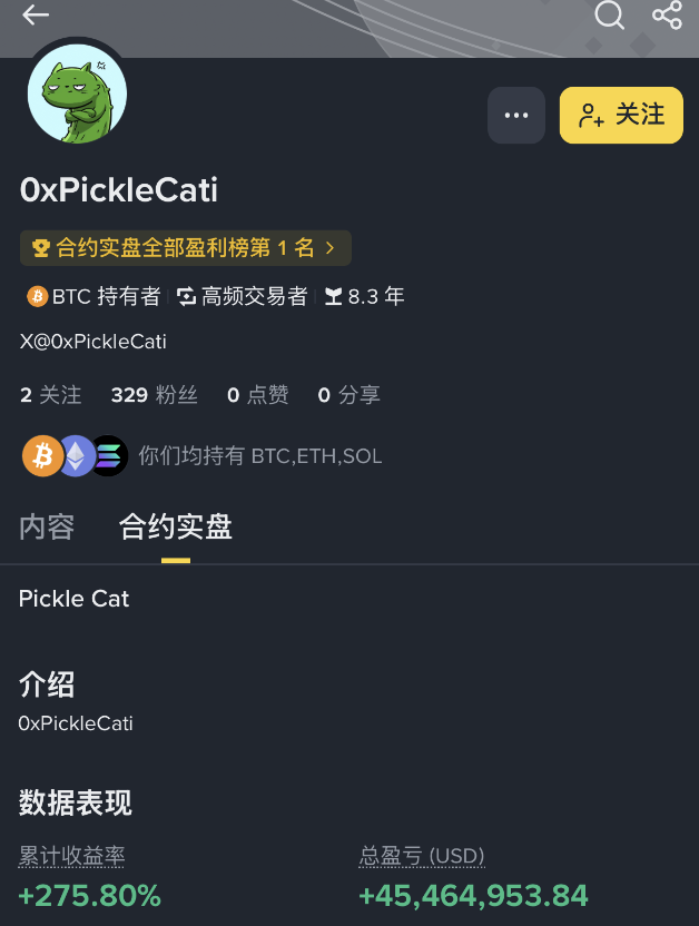 A blogger who reported a million profit on Binance's live trading platform commented: