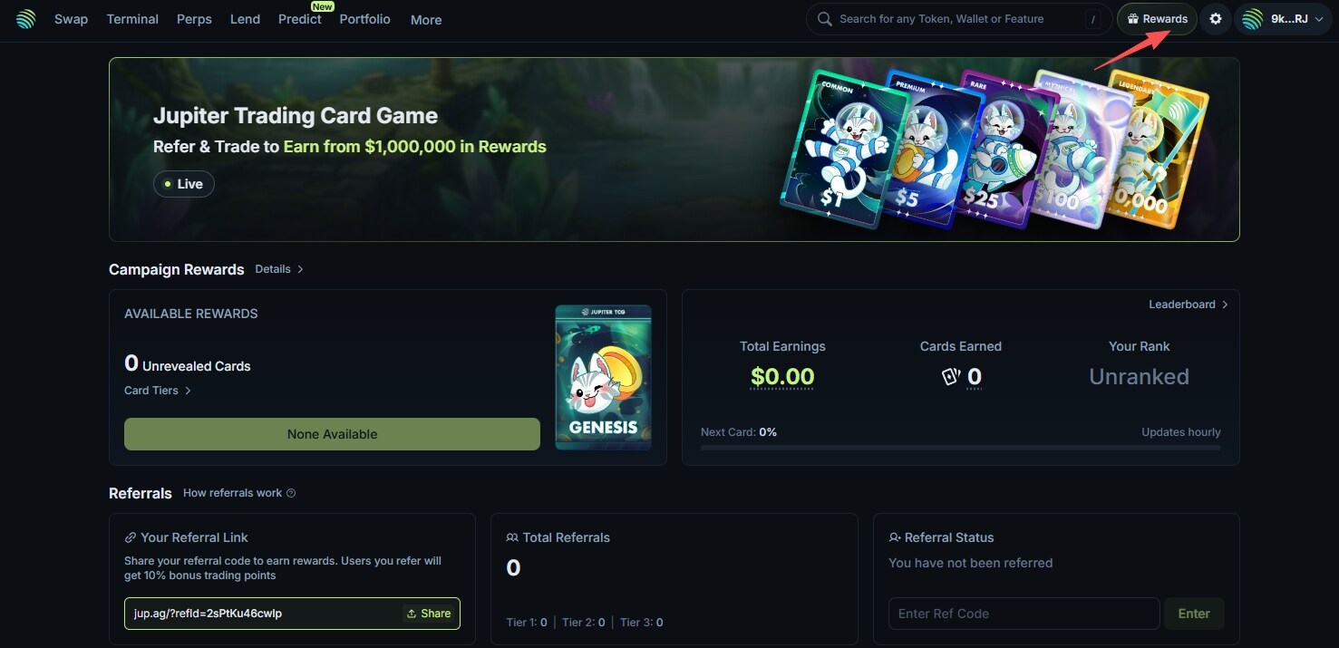 Interactive Tutorial | Jupiter Launches Trading Card Collection Event with a Total Prize Pool of Million