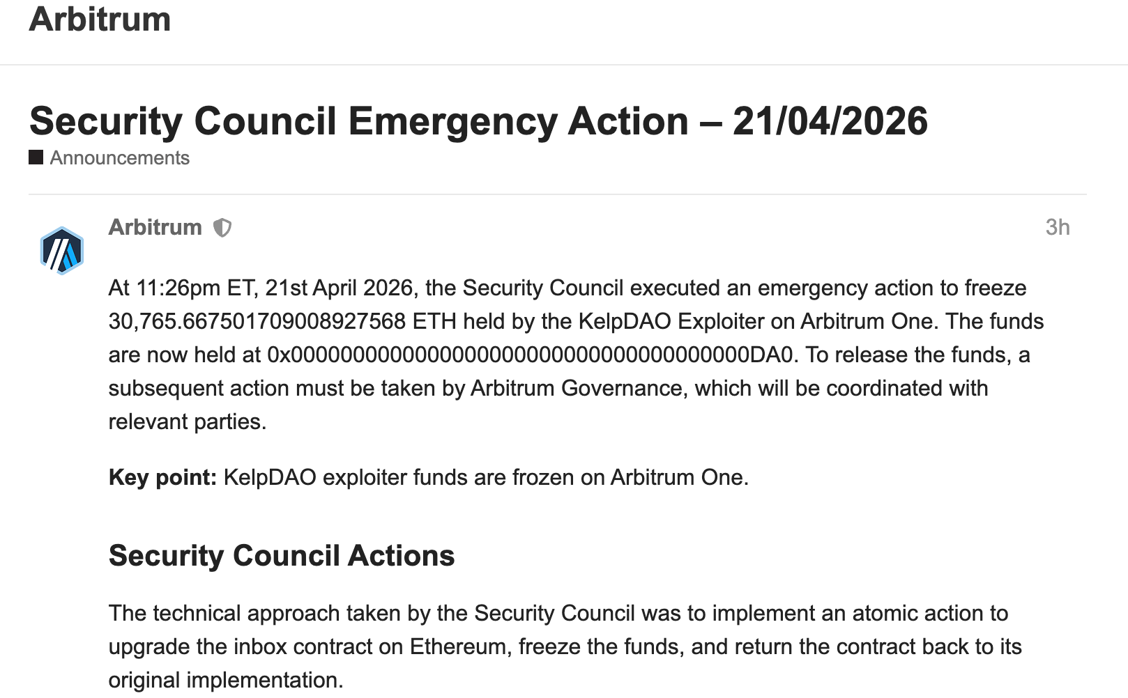 Arbitrum, in the Name of a Hacker, 'Stole' Back  Million in Stolen Funds