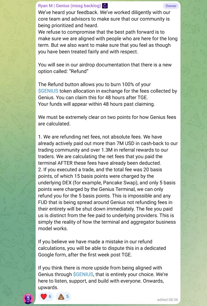 Genius Airdrop Details: 70% Deduction for Immediate Claim at TGE, or Lock for One Year to Receive Full Amount