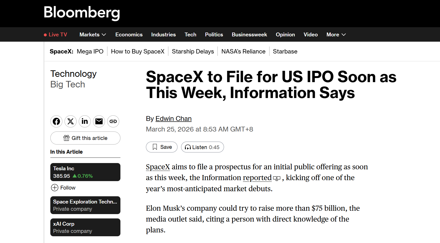 Has the Starting Gun for SpaceX's IPO Fired Yet? Smart Money in the 