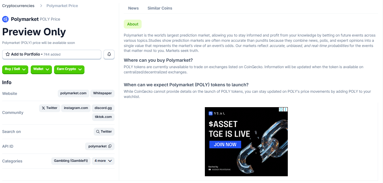 POLY appearances are getting more frequent. How far away is the Polymarket airdrop?