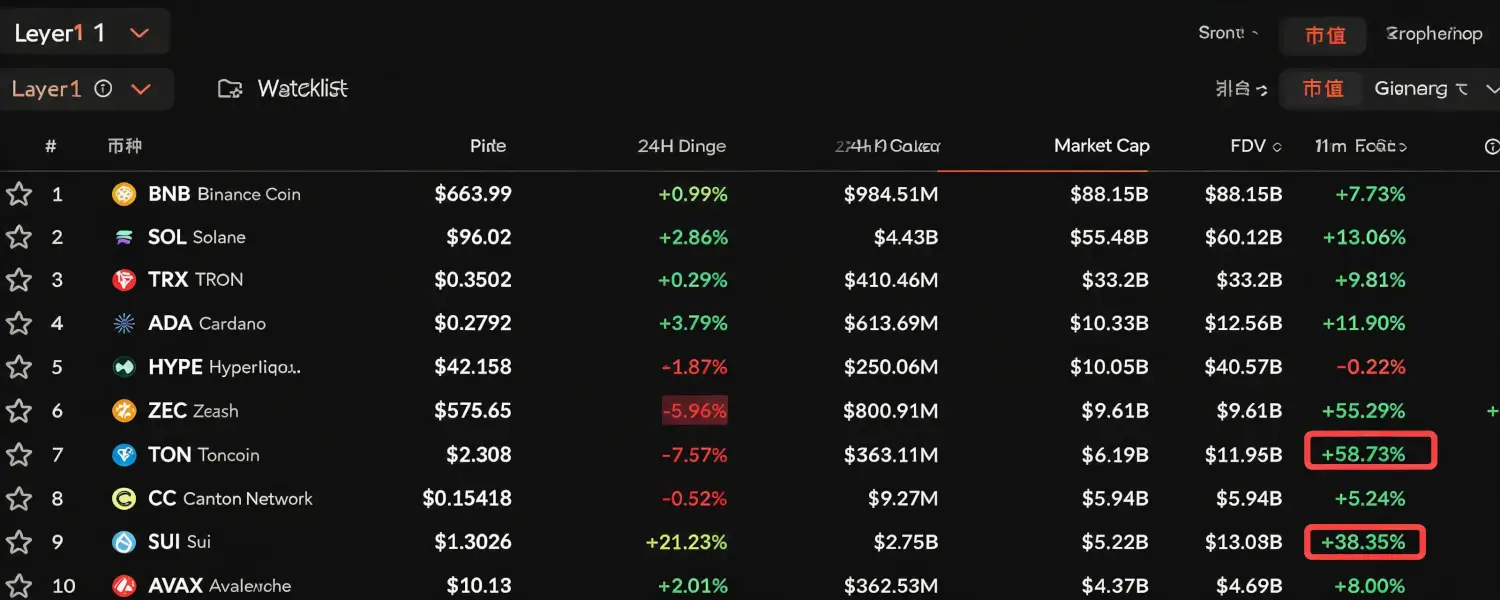 L1 Breaks the Ice First: SUI Up 24% in a Week, TON Doubles in Three Days – Is a Small Altseason on the Horizon?