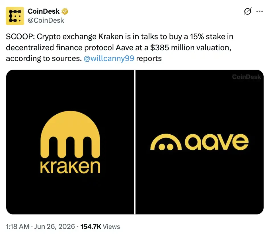 Buy Aave at a 70% Discount? The Misread Rumors Hide Kraken’s Listing Ambitions